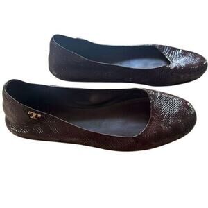 Tory Burch Travel T Ballet - Crinkle‎ in Oxblood size 7.5 M
